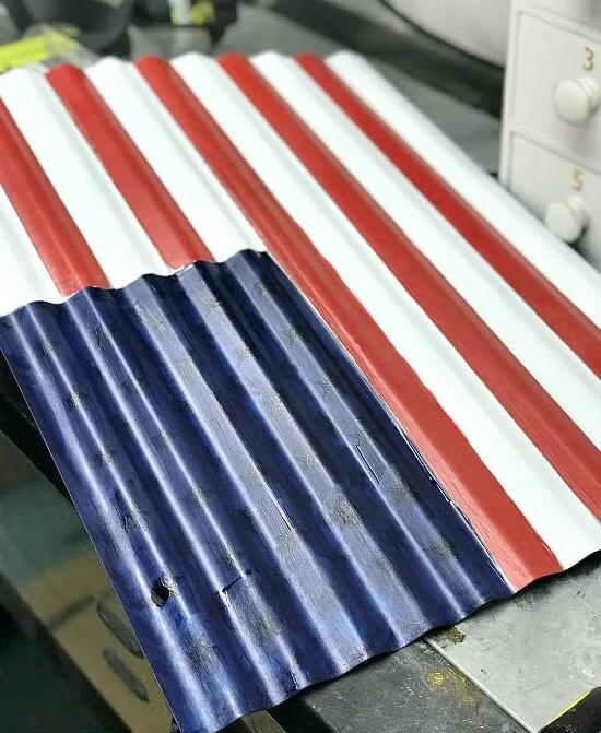Red, white and blue corrugated flag