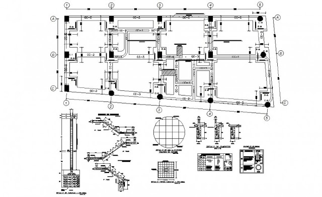 DETAIL OF FOUNDATION PLAN AND STAIRCASE AUTOCAD FILE