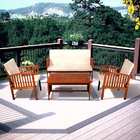 Carolina Outdoor Sofa 4pc Eucalyptus Set Carolina 4pc Outdoor Eucalyptus Sofa Set
