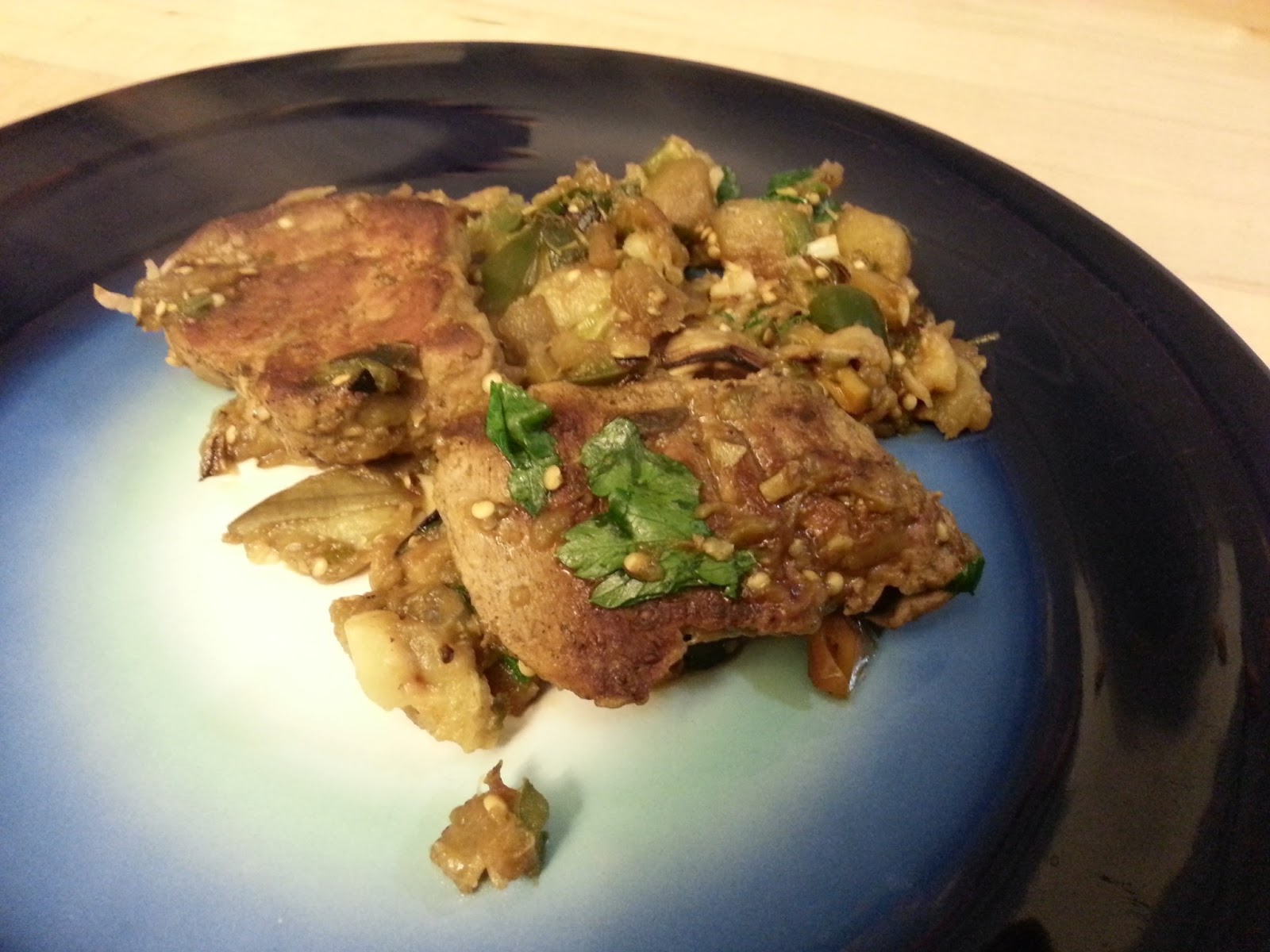 Holly Cooks Month 1 day 6 Pork Tenderloin with Eggplant Relish