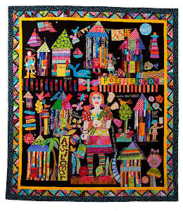 Mary Lou's Pacific Grove CA story quilt-hope you can see it in person-it is big and fun and colorfu