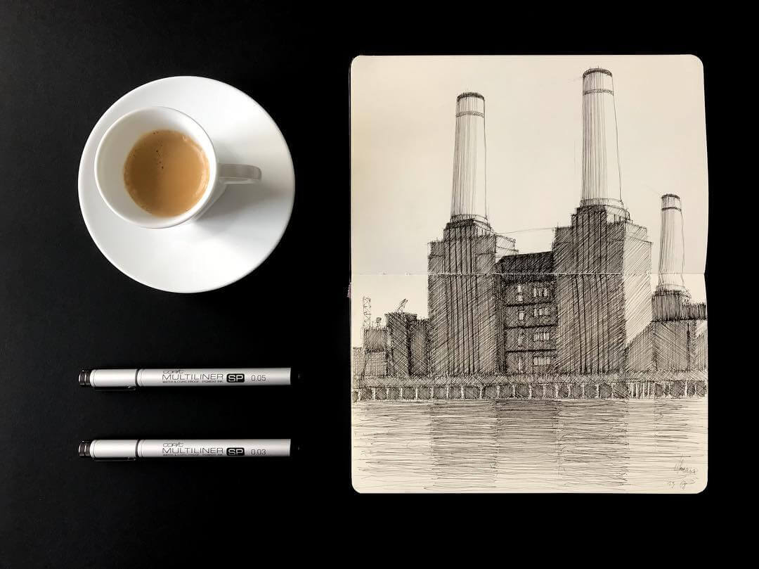 09-Battersea-Power-Station-Mariusz-Uryszek-Ink-Architectural-Urban-Sketches-www-designstack-co