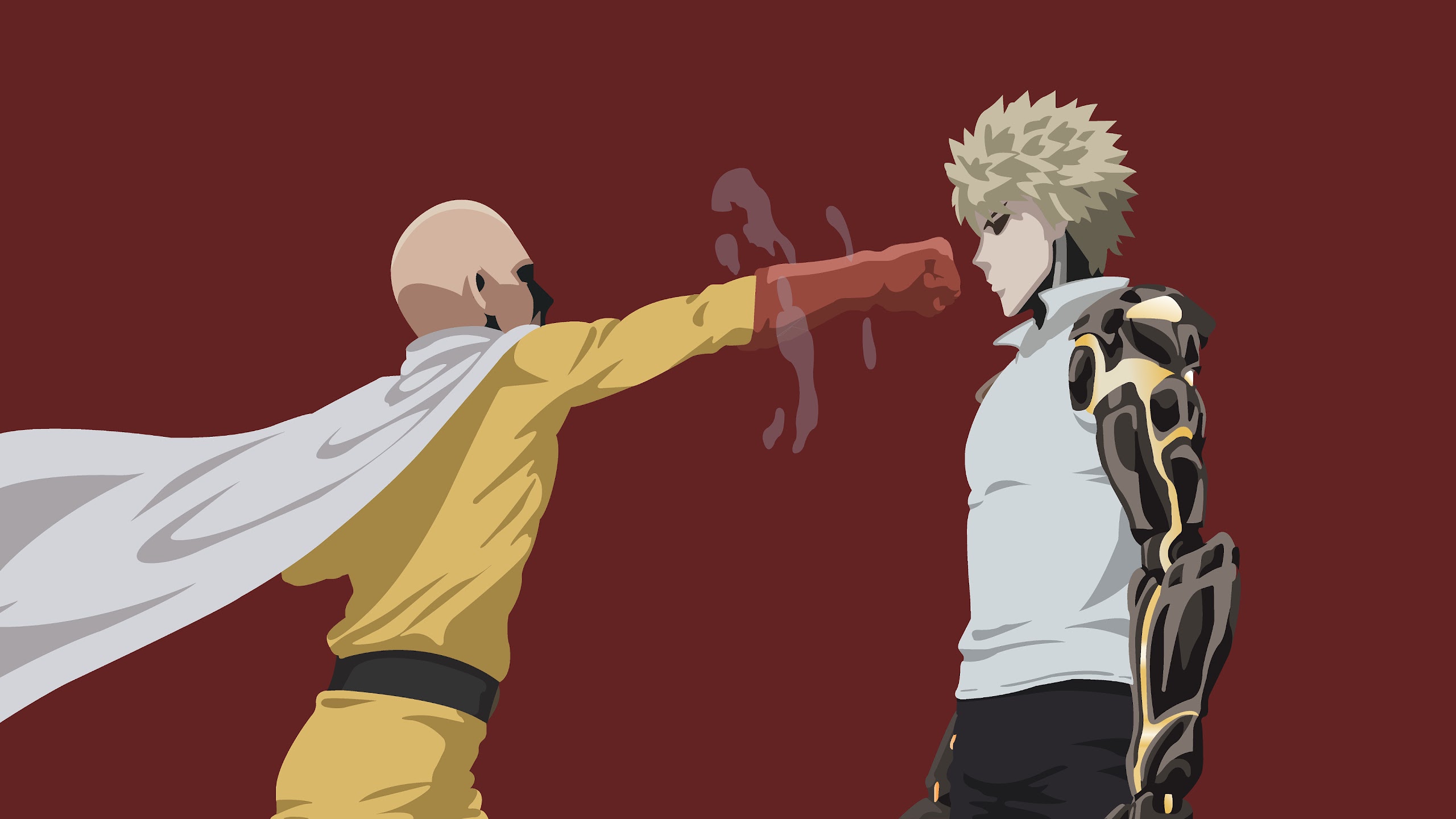 Saitama And Genos One Punch Man Minimalist 4k 98 Wallpaper Pc Desktop