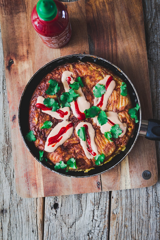 Milk and Honey Potato Chip Tortilla with Sriracha Mayo