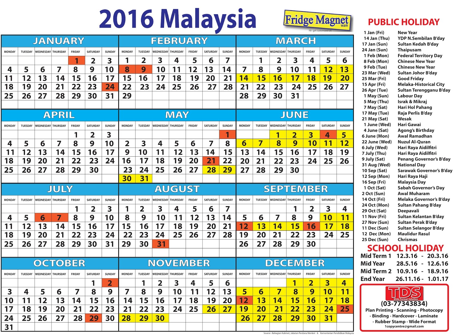 Nodig uit Sneeuwstorm kwartaal Free Calendar 2016 - Kalendar 2016 Malaysia