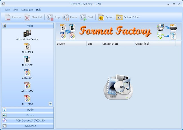 برنامج Format Factory لتحويل الصوتيات والفيديو والصور الى مختلف الصيغ