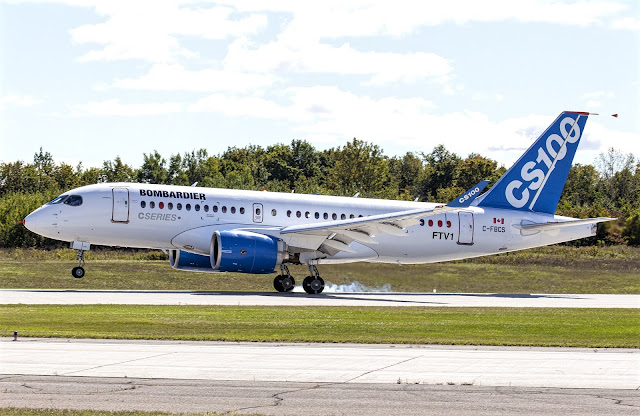 bombardier cs100 first flight