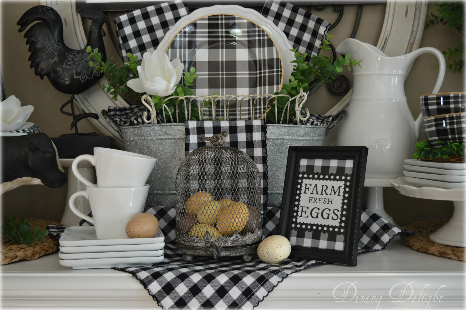 Dining Delight Farmhouse Display On Kitchen Sideboard