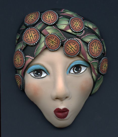 Linsart Creations in Clay: Asian Art Doll Faces With Faux Fabric Clay Hats