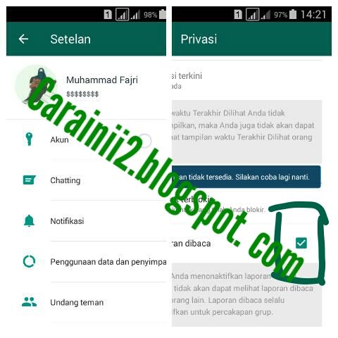 Menghilangkan centang biru di wa