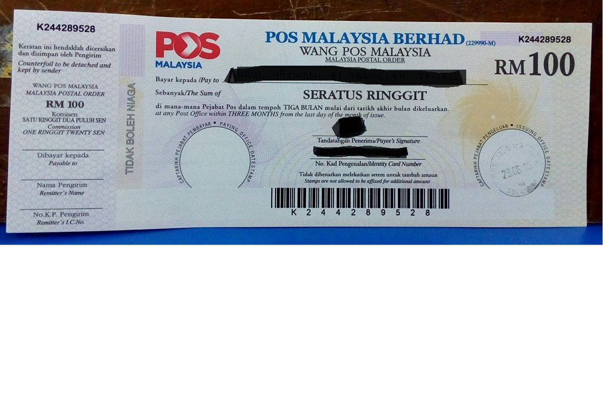Tuna Land: Postal Order (Pos Malaysia)