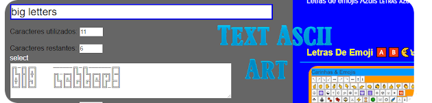 Text Ascii Art Generator - BIG letters letras GRANDES diferentes para perfil rede sosial e +