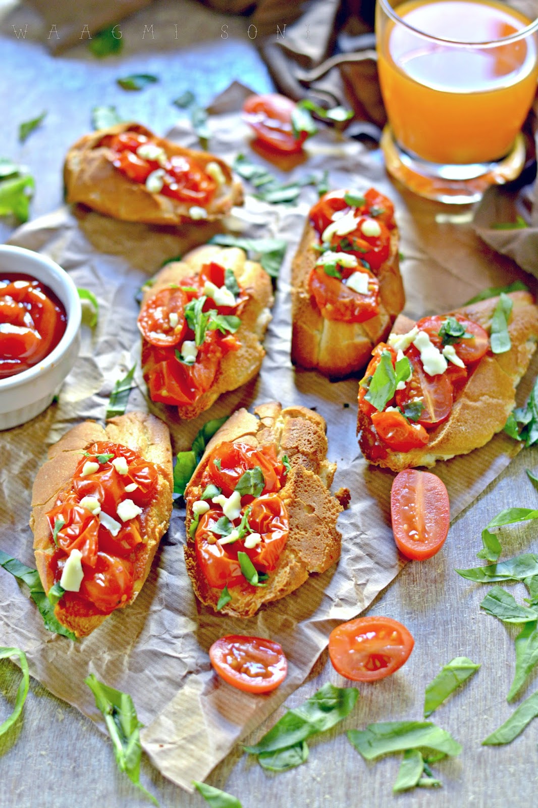 Cookingisfunn Sun dried tomato and basil Bruschetta
