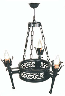 lampara 3 brazos forja, lampara medieval forja, lampara rustica forja