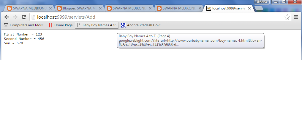 SWAPNA MEDIKONDA: Write a program to receive two numbers from a HTML ...