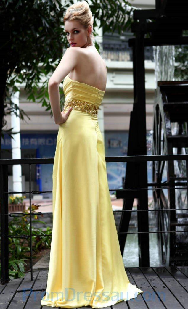 Fashion Apparel 2012 Strapless Sweep Train Beaded Waist Champagne
