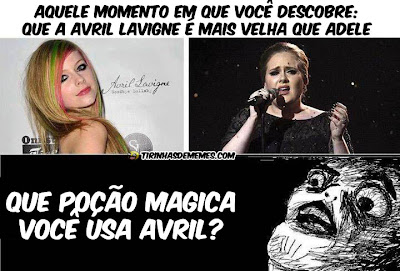 Avril Lavigne é mais velha que Adele tirinhas de memes