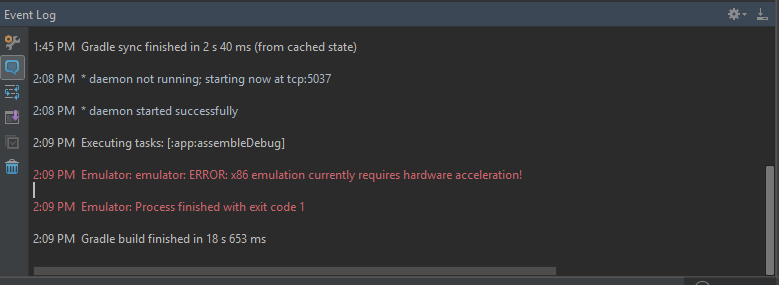 Emulator Emulator Error X86 Emulation Currently Requires Hardware Acceleration