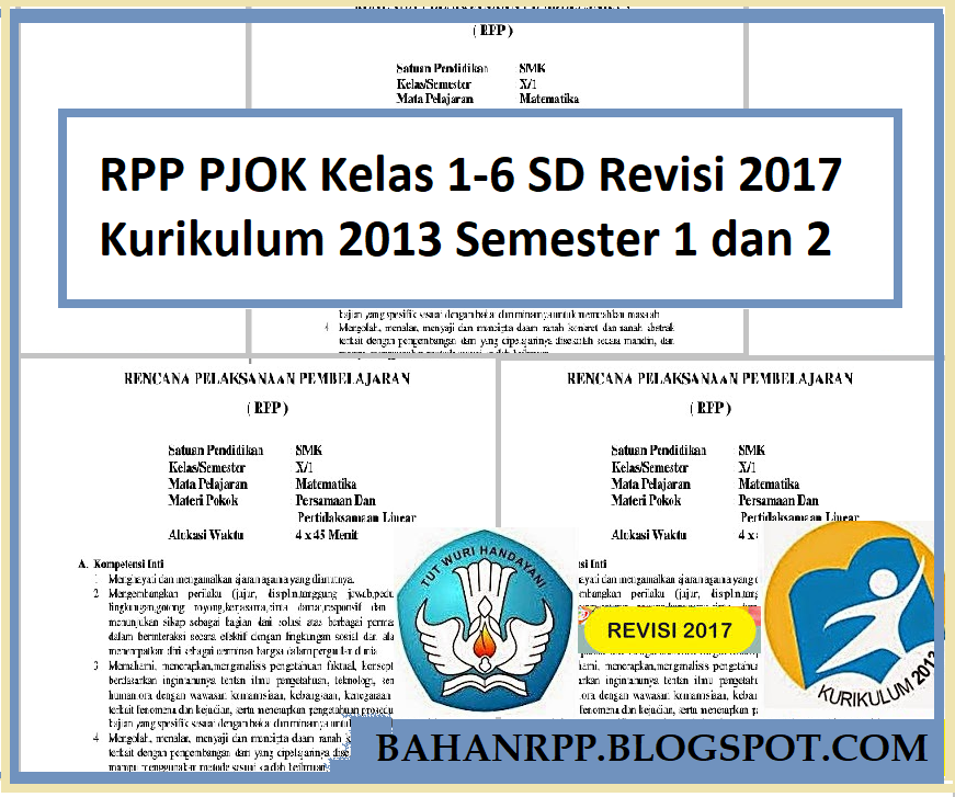 RPP PJOK Kelas 16 SD Revisi 2017 Kurikulum 2013 Semester 1 dan 2