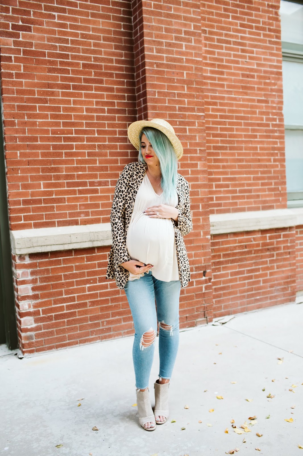 Fall Maternity Outfit, She's Apples LipSense, Mint Hair