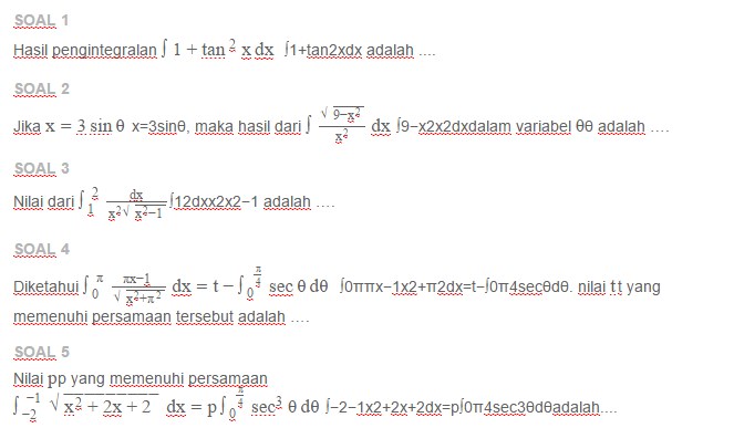 Contoh Soal Integral Tentu Dalam Bentuk Akar | contoh soal un sma