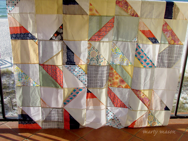 Improv sampler quilt made from leftover scraps 