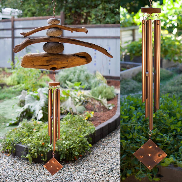Coast Chimes wind chime made from driftwood and large beach stones