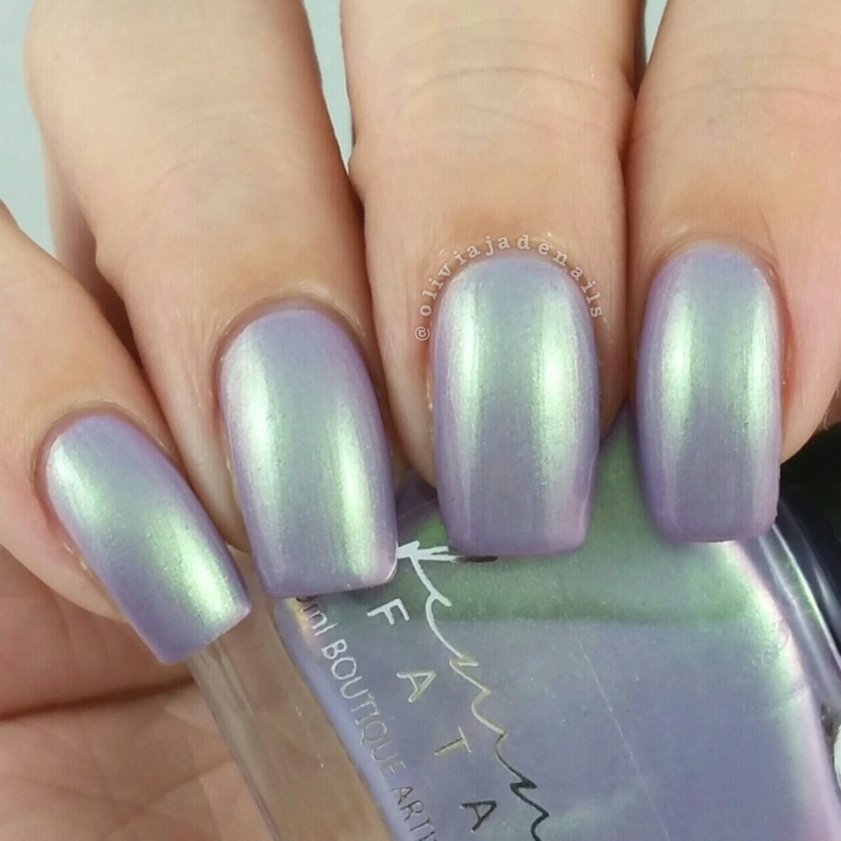 Femme Fatale Cosmetics Tinkerbell swatched by Olivia Jade Nails