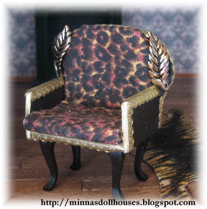 MinnaH's Miniatures Miniature armchair Nukkekodin nojatuoli