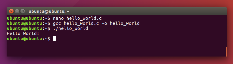 Kompilasi dan eksekusi program C di Ubuntu