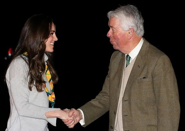 Kate Middleton wore IRIS AND INK Grace Cashmere Sweater, Really Wild Spanish Boots in Chocolate Suede,Cubs100 Official Adult Scarf