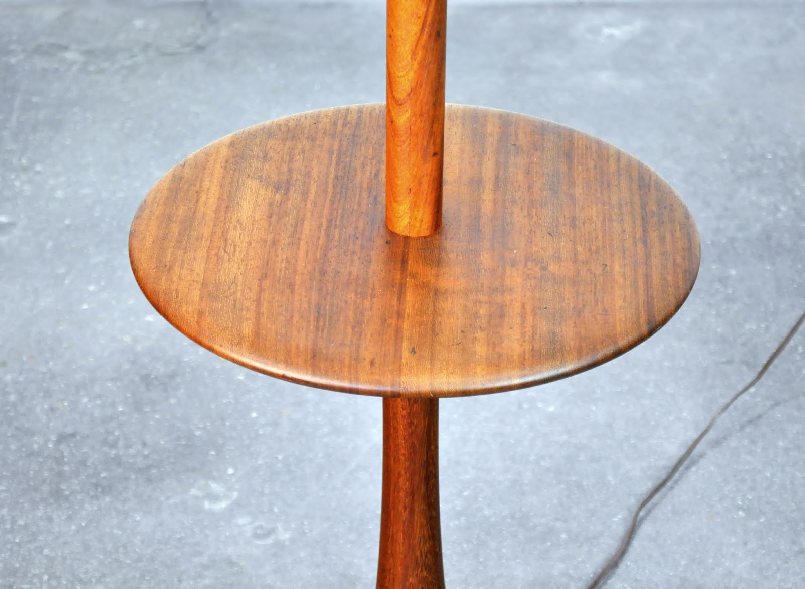 SELECT MODERN Danish Modern Teak Onion Floor Lamp with Integrated Table