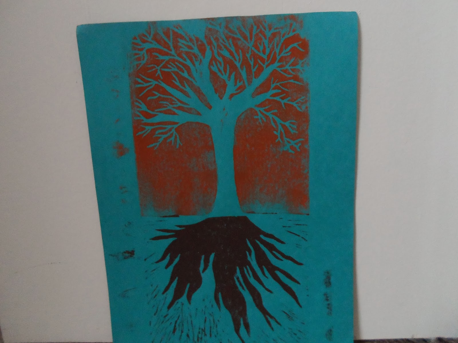 Andrea's Art Room: More lino tree carvings