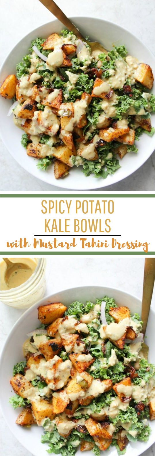 Spicy Potato Kale Bowls with Mustard Tahini Dressing #breakfast #vegetarian