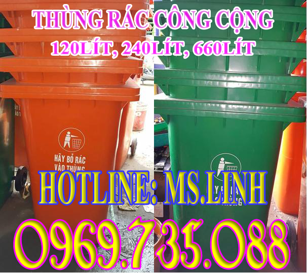 0969735088 Bán thùng rác nhựa 240l, 120l, xe rác 660l-1100l giá rẻ TP HCM