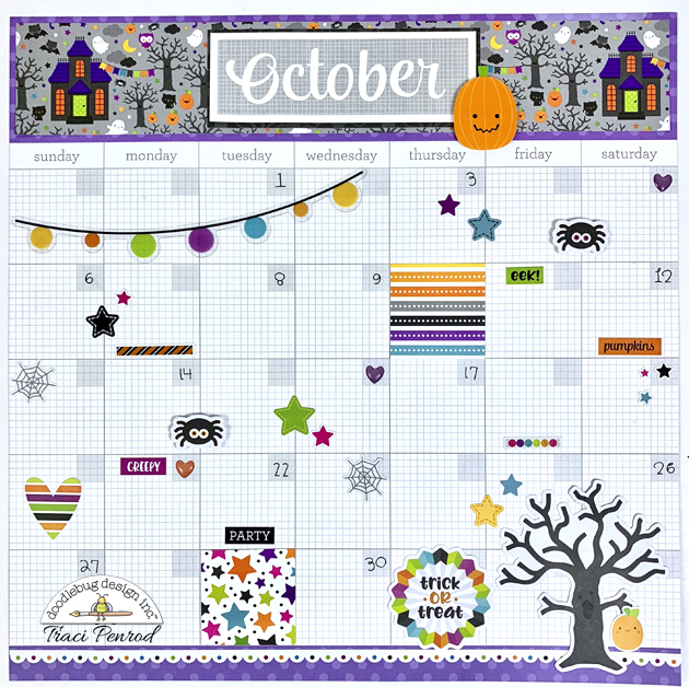 October Halloween 12x12 Calendar Scrapbook Page Layout