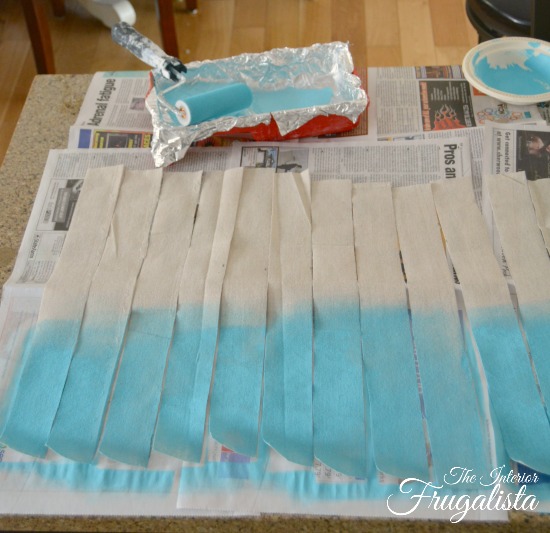 Painting a drop cloth for rosette pillow