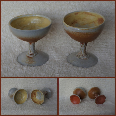 Soda fired goblets, handmade wood fired pottery by Lily L.