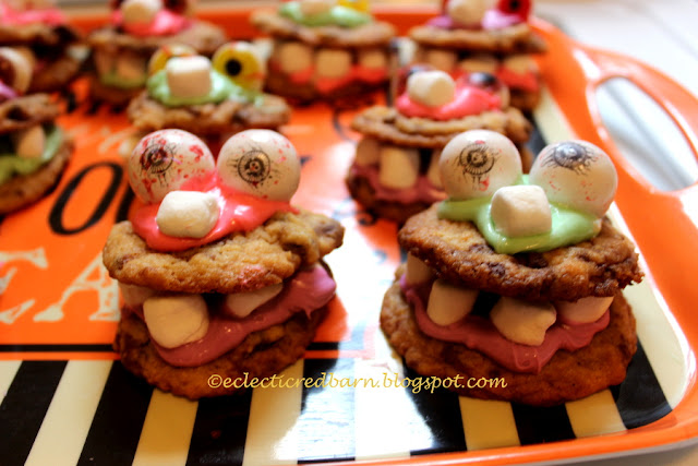 Halloween Monster Cookies. Share NOW #halloween #cookies #halloweentreats #eclecticredbarn