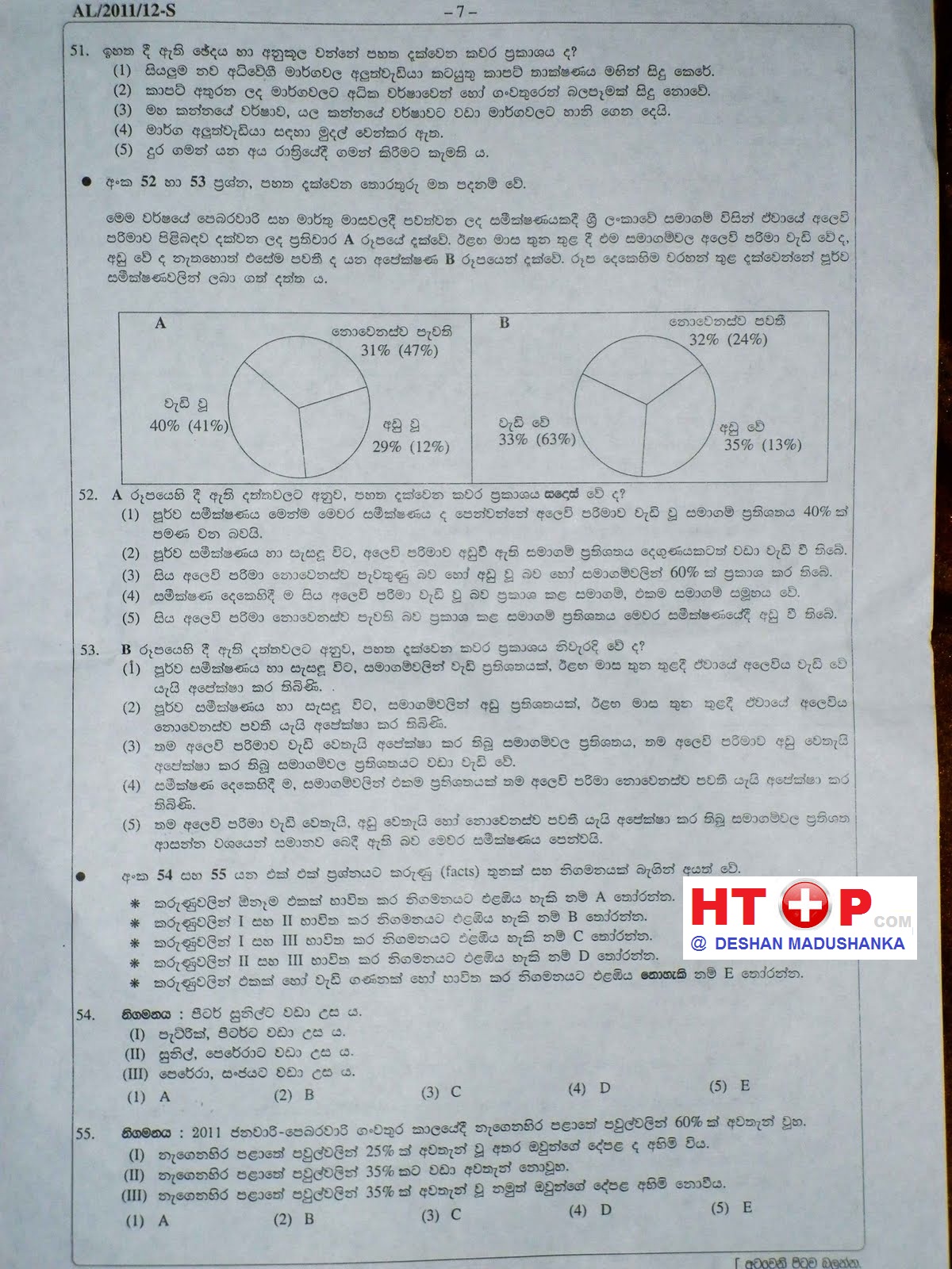COMMON GENERAL TEST GCE A/L 2011 PAST PAPER with answers