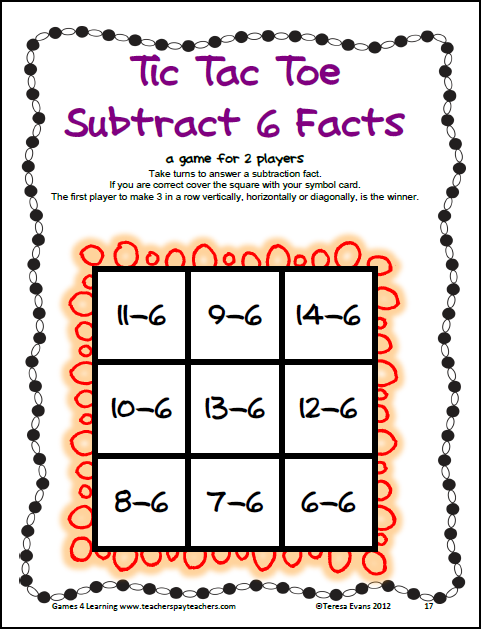 Fun Games 4 Learning: Giving Away Tic Tac Toe Math Fun - It's FREE for