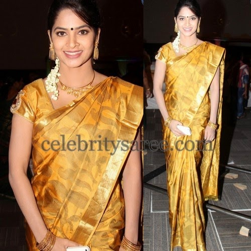 Madhumita Mustard Silk Saree - Saree Blouse Patterns