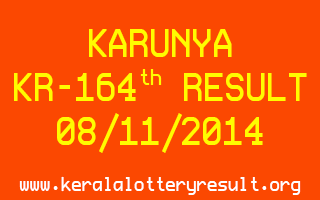 KARUNYA Lottery KR-164 Result 08-11-2014