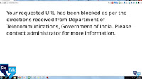 your requested url has been blocked as per the directions received from department of telecommunications, government of india.
