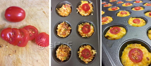 cherry tomatoes, unbaked quiches, baked quiches