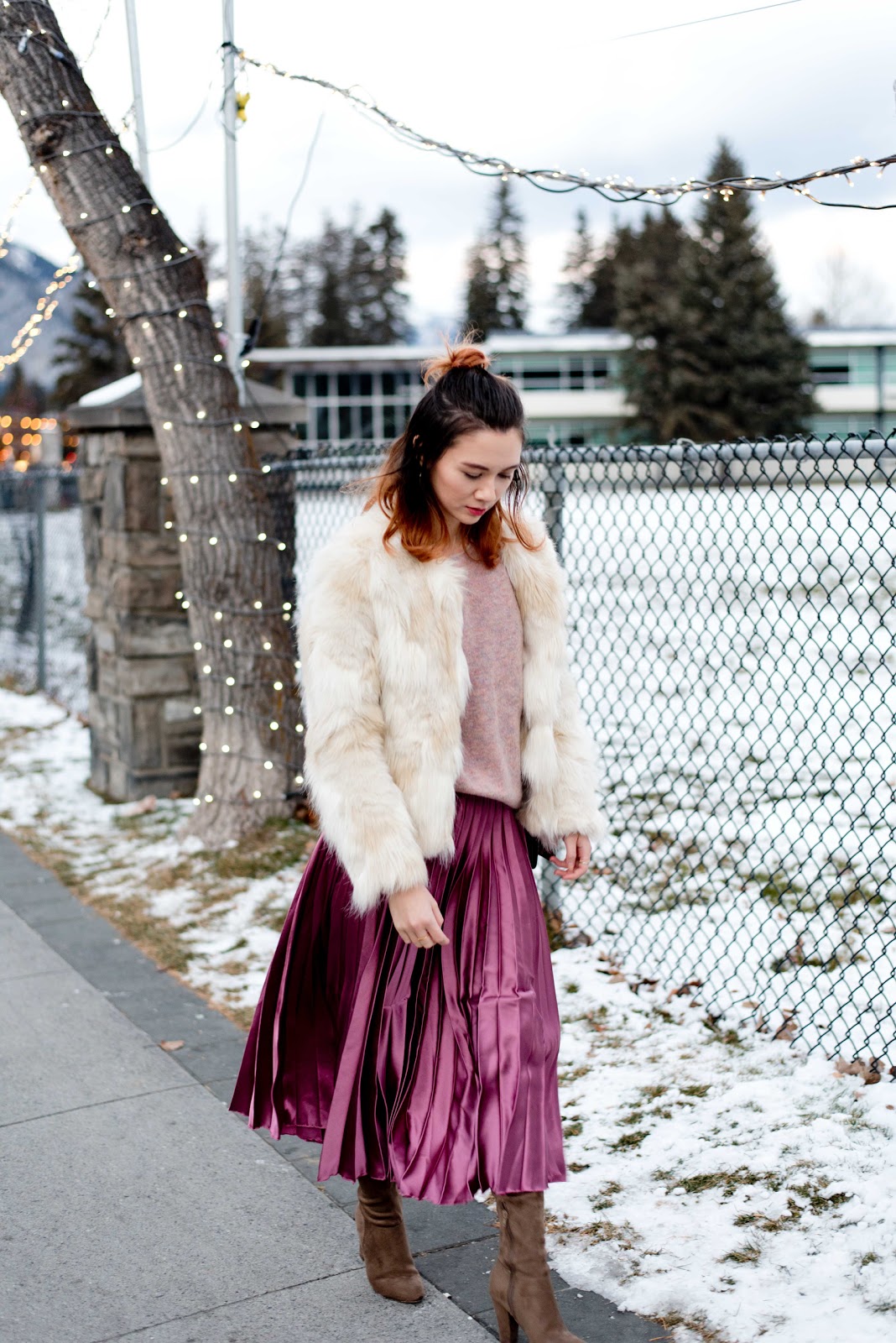 Pleated Midi Skirt, Fur Coat, Banff