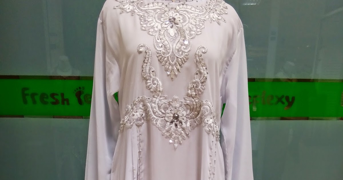gamis putih pengantin kerah berdiri