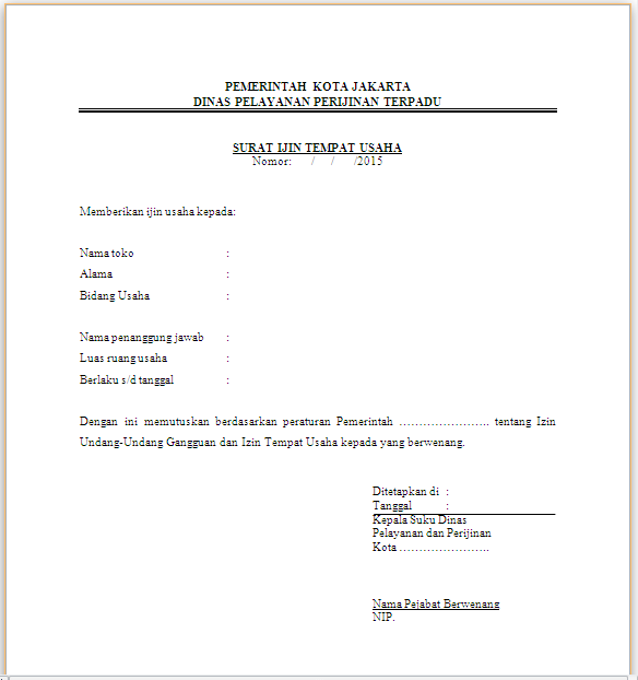 Cara Membuat Surat Permohonan Izin Tempat Usaha Kumpulan