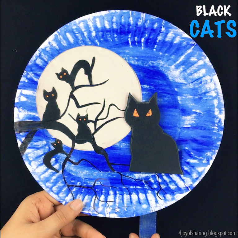 Halloween craft, kids craft, crafts for kids, preschool crafts, cat craft, animal craft, paper plate craft, spooky craft, fun craft, easy craft, black cat, mystical night, preschool craft, school craft, daycare craft, toddler craft, kids activities, 