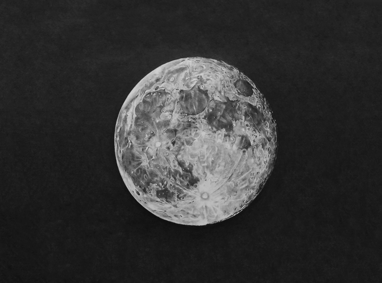 Sourcewing: Realistic pencil drawing of a full moon